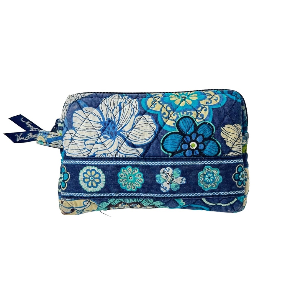 Vera Bradley Mod Blue Floral Small Waterproof Makeup Bag Blue